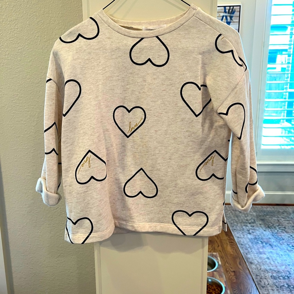 Zara Girls Heart Love Ribbed Sweatshirt Size 9.